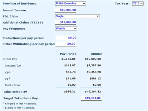 Take Home Salary Calculator